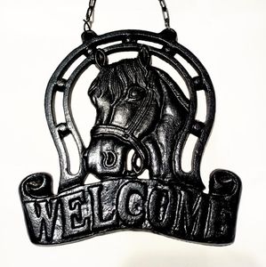Horseshoe/Horse Head Hanging Welcome Sign